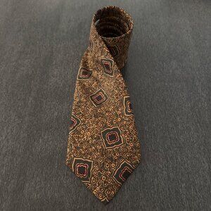 Giorgio Armani Cravatte Brown Burgundy Silk Tie Abstract Floral Pattern Italy